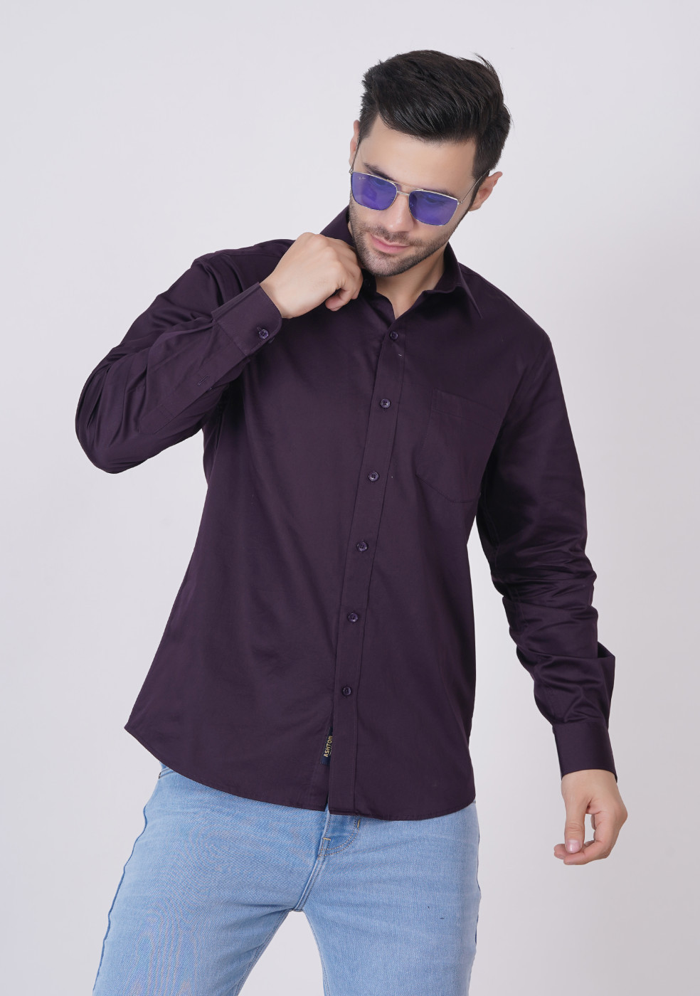 purple formal shirt for men