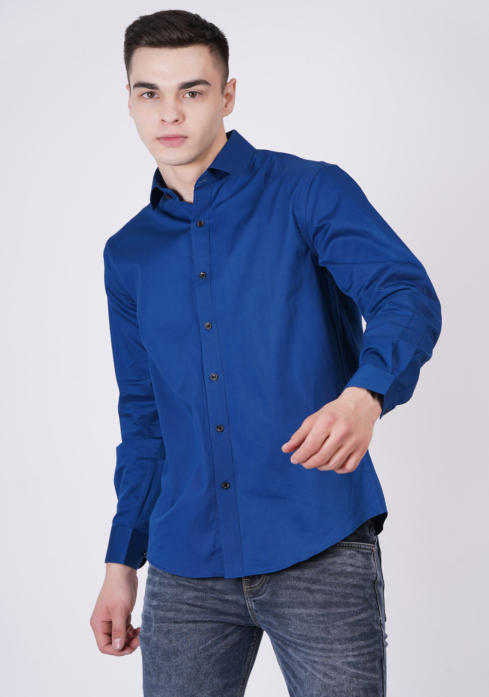 blue formal shirt for men