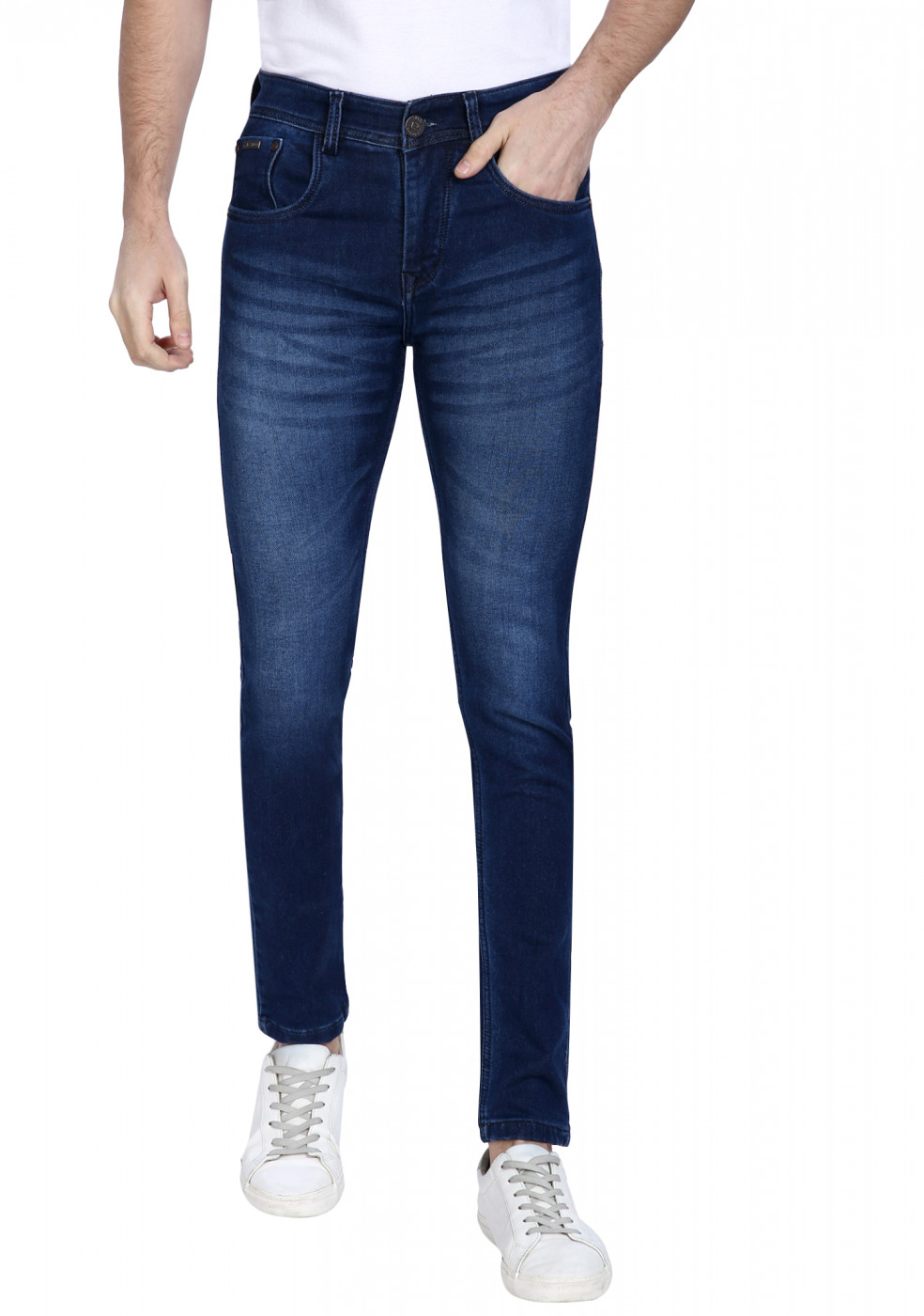 Dark Blue Stretchable Denim Jeans For Men