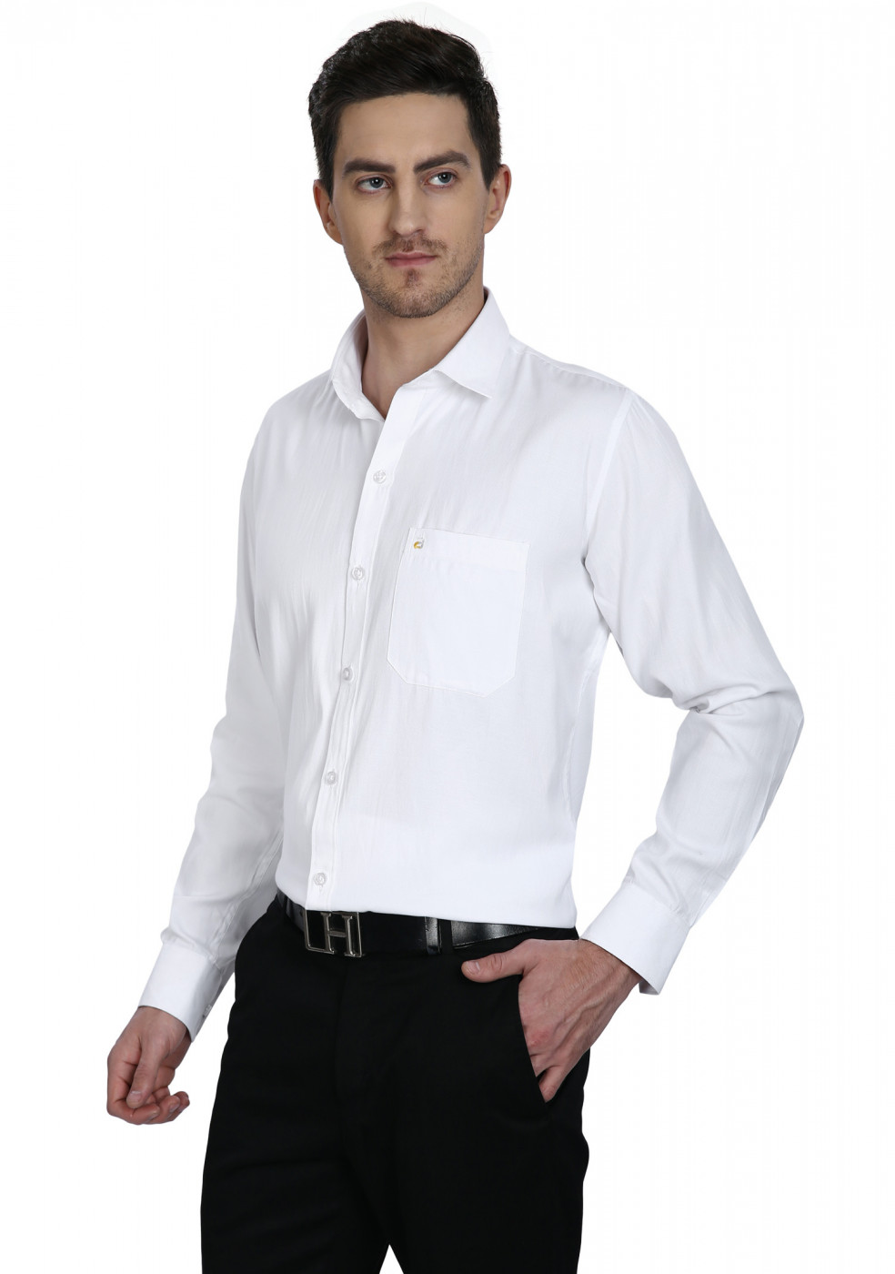 White Plain Cotton Shirt for men