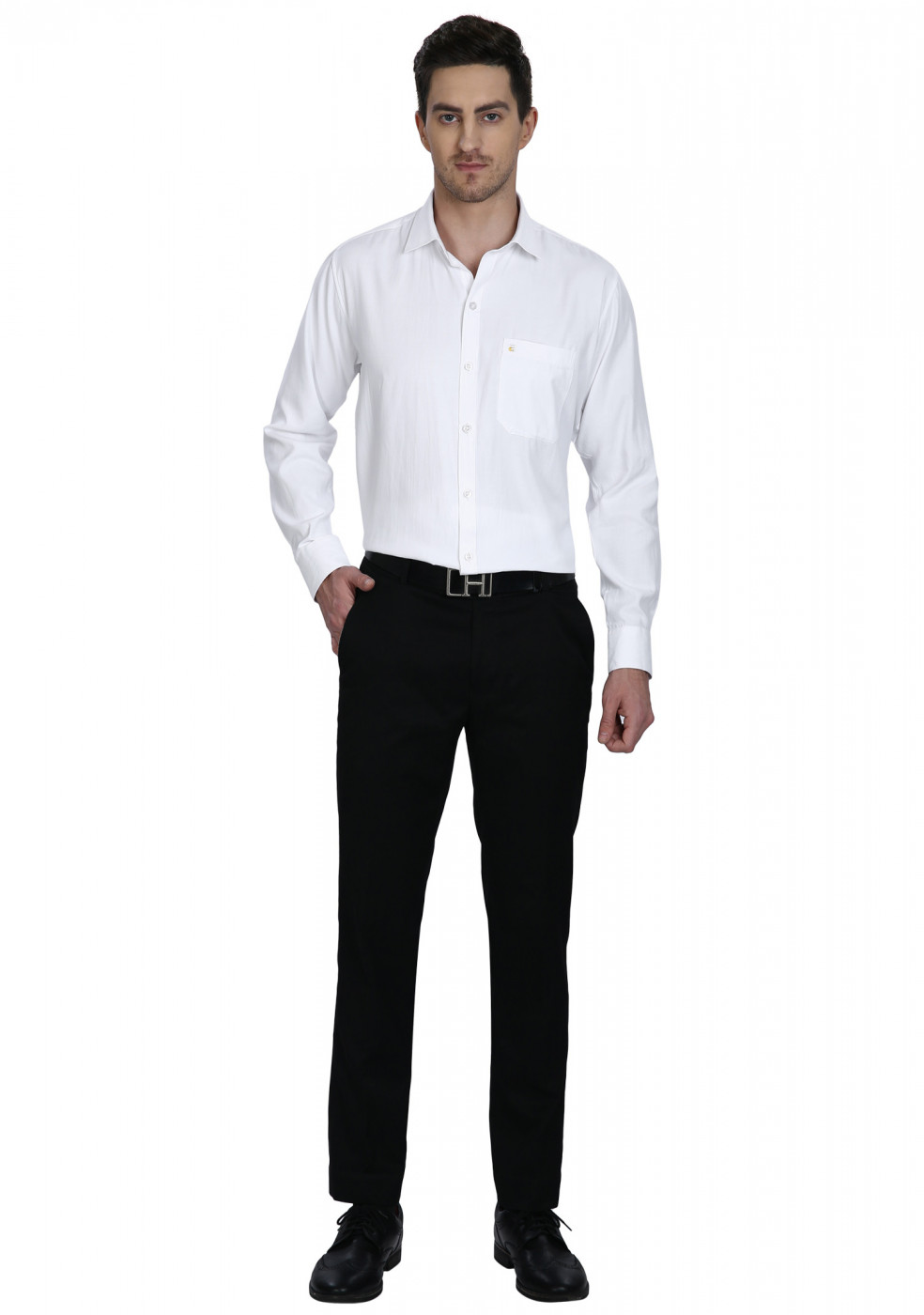 White Plain Cotton Shirt for men