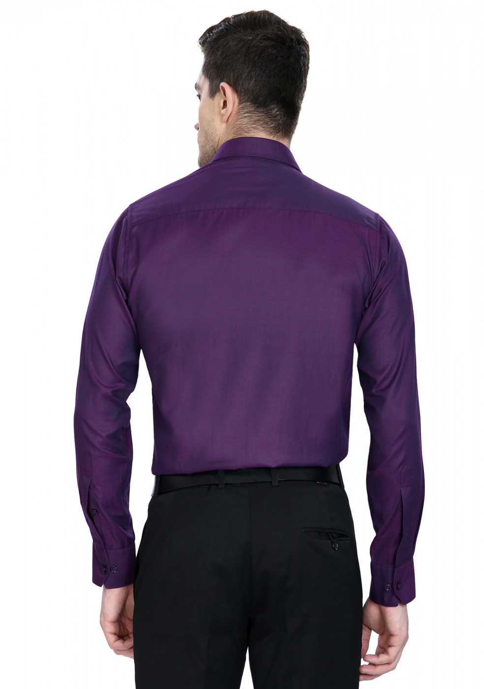 Dark Purple Plain Cotton Shirt For Men