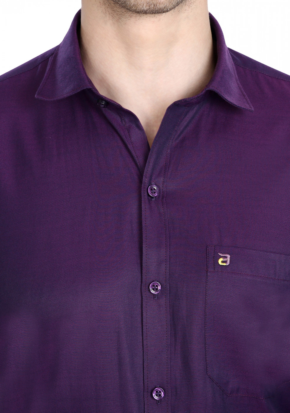 Dark Purple Plain Cotton Shirt For Men