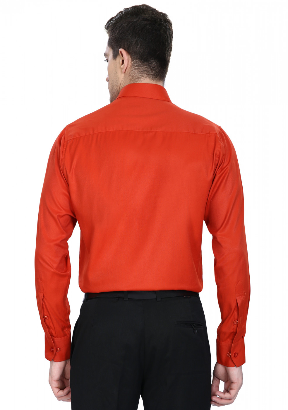 Red Plain Cotton Shirt For Men