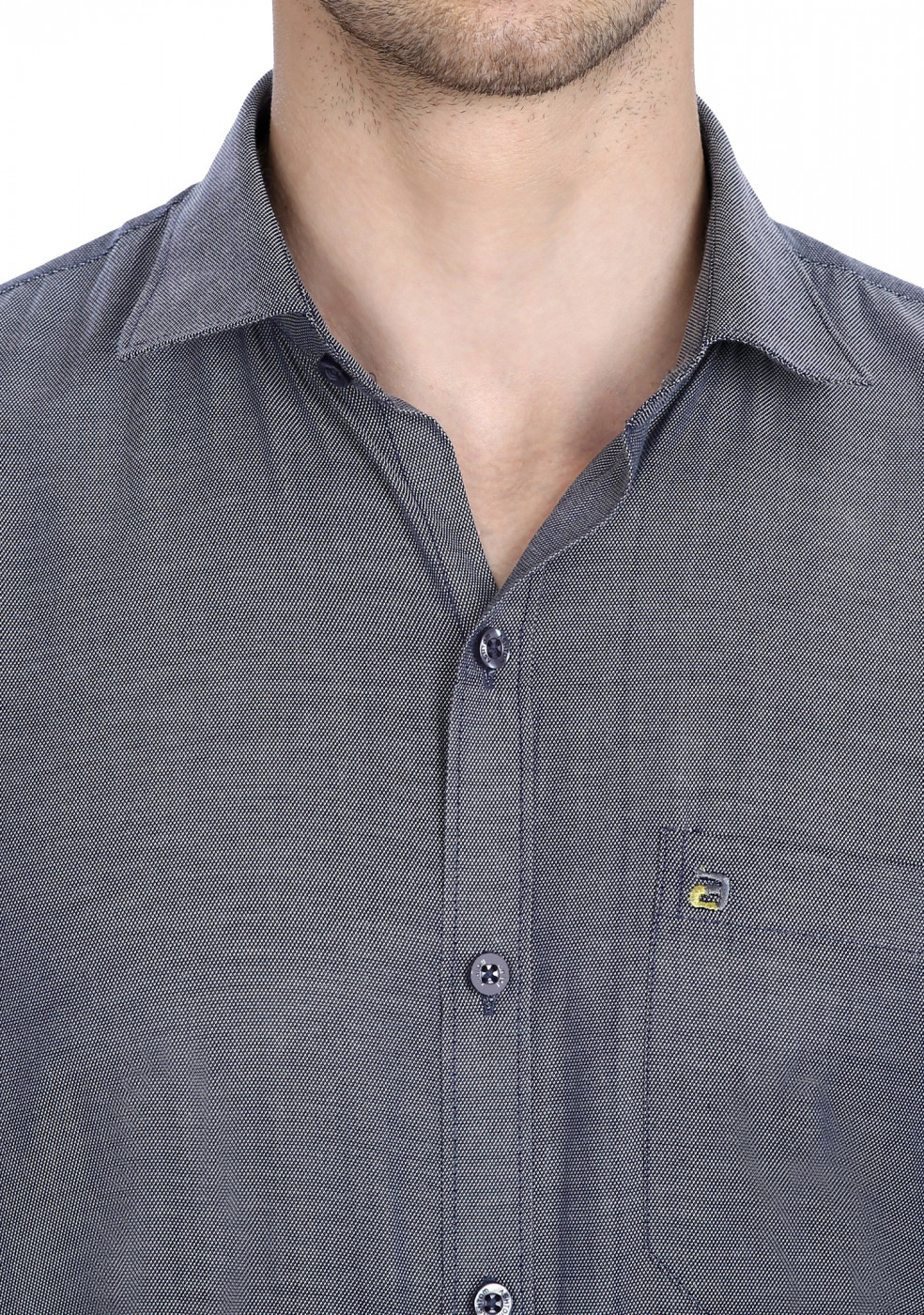 Gray Plain Cotton Shirt For Men
