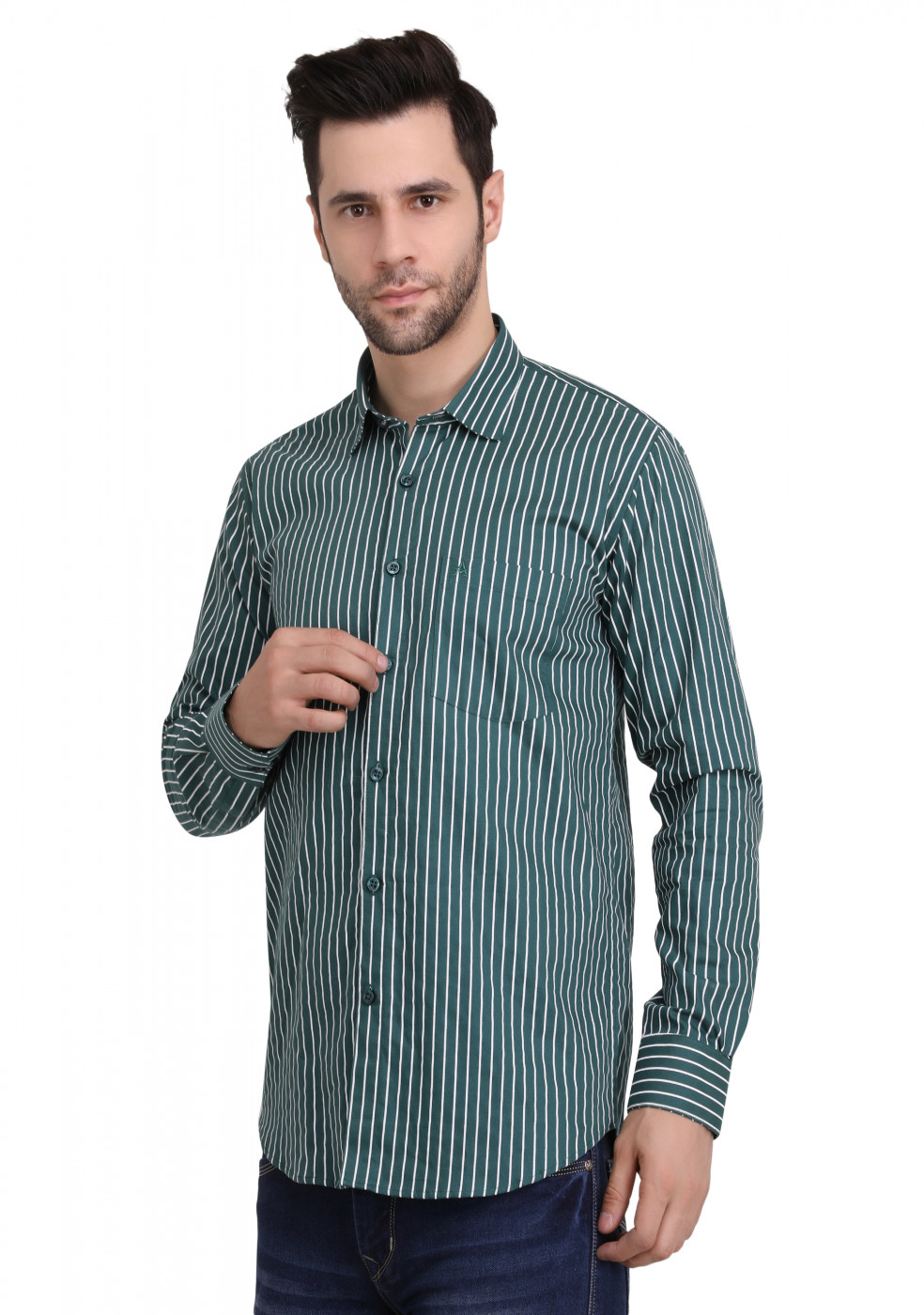 Green Formal Lining Shirt For Men