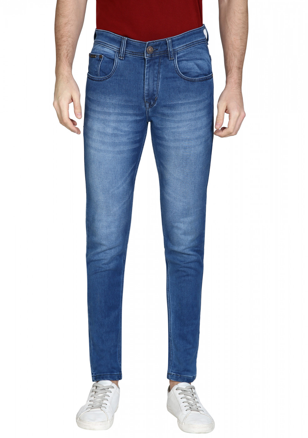 Light Blue Stretchable Denim Jeans For Men