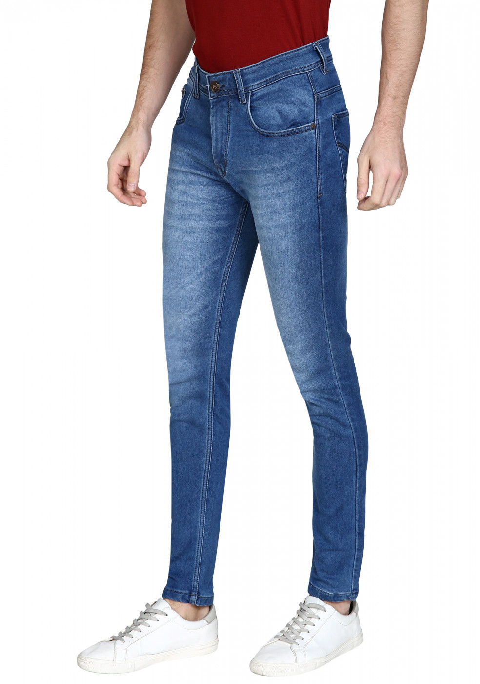 Light Blue Stretchable Denim Jeans For Men