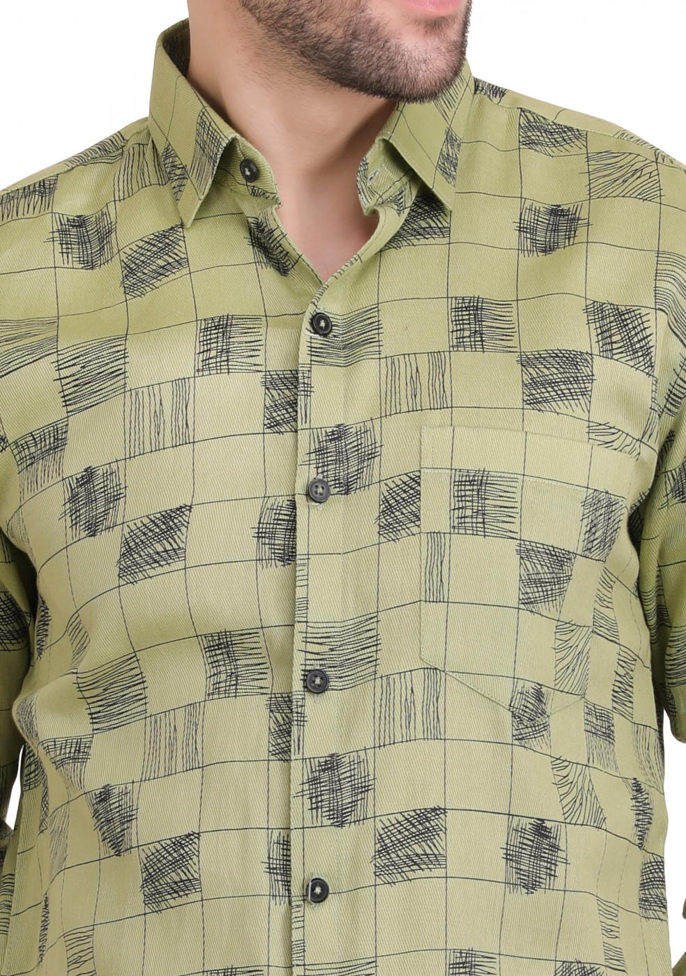 Green Trendy PC Mix Cotton Shirt For Men