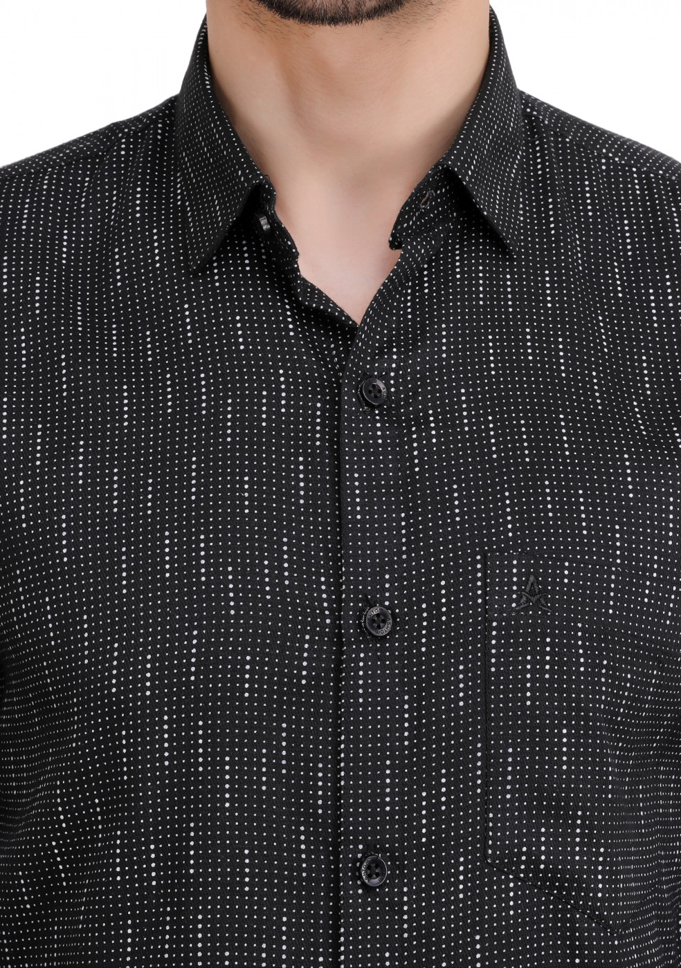 Black Trendy PC Cotton Shirt For Men
