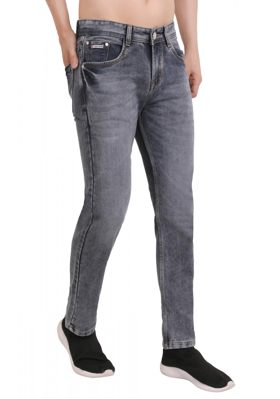 Gray Regular Fit Trendy Jeans For Men