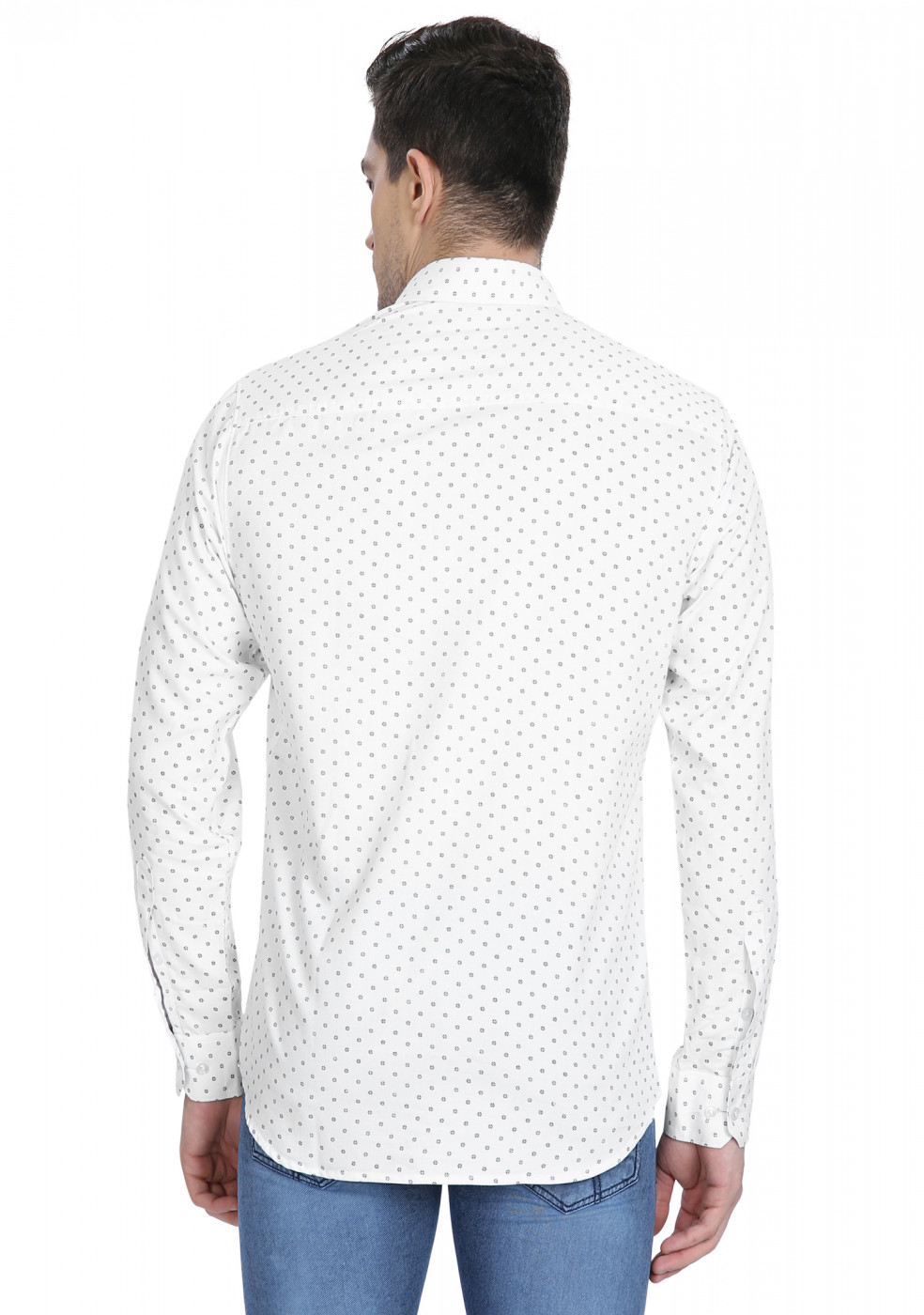 White Cotton Samary Print Shirt For Men