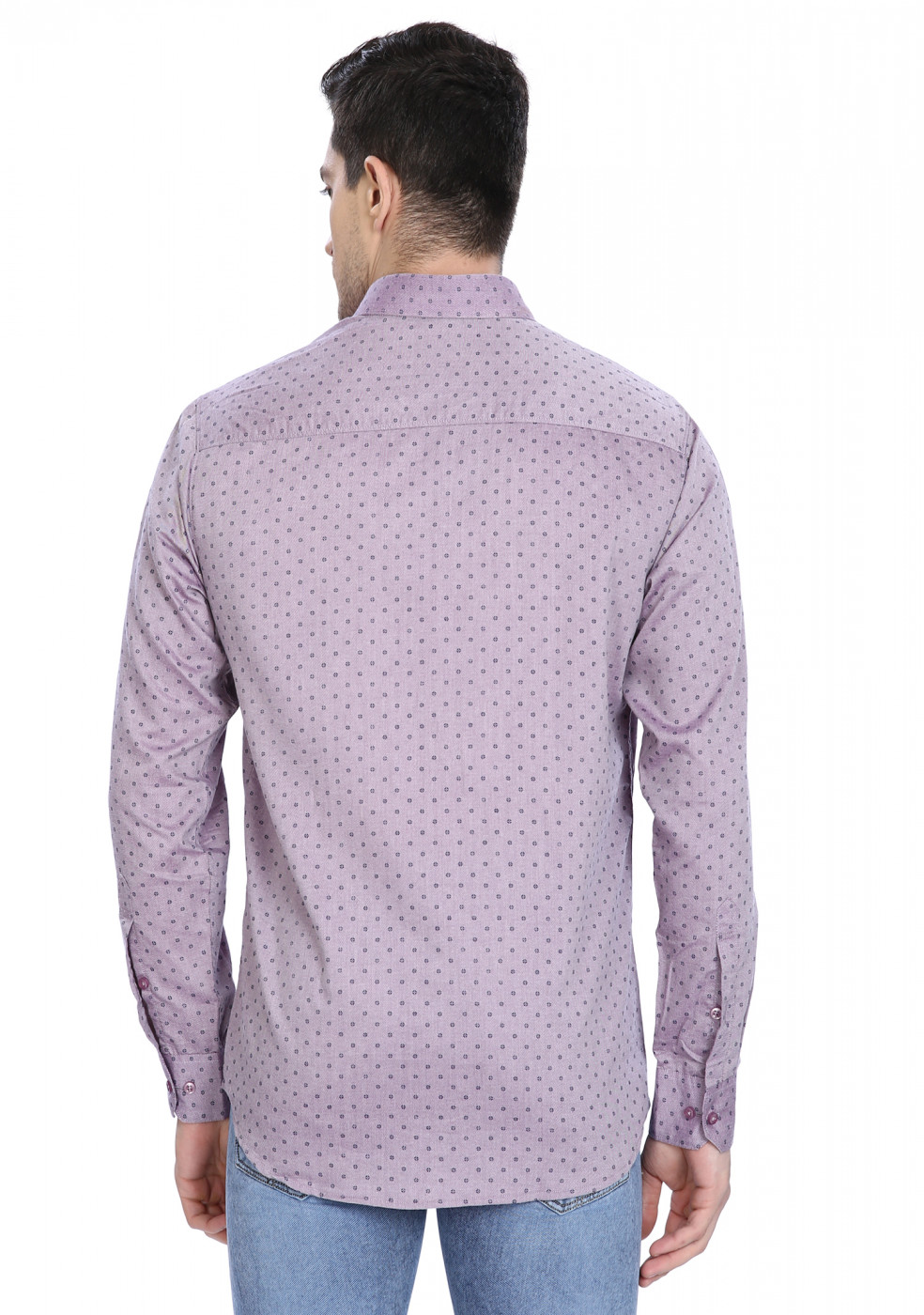 Purple Cotton Samary Print Shirt For Men