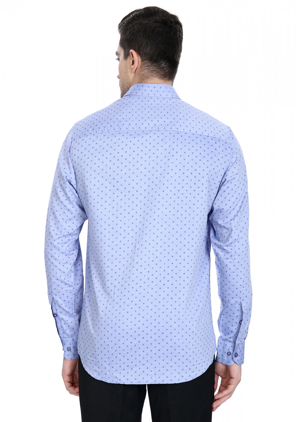 Blue Cotton Samary Print Shirt For Men