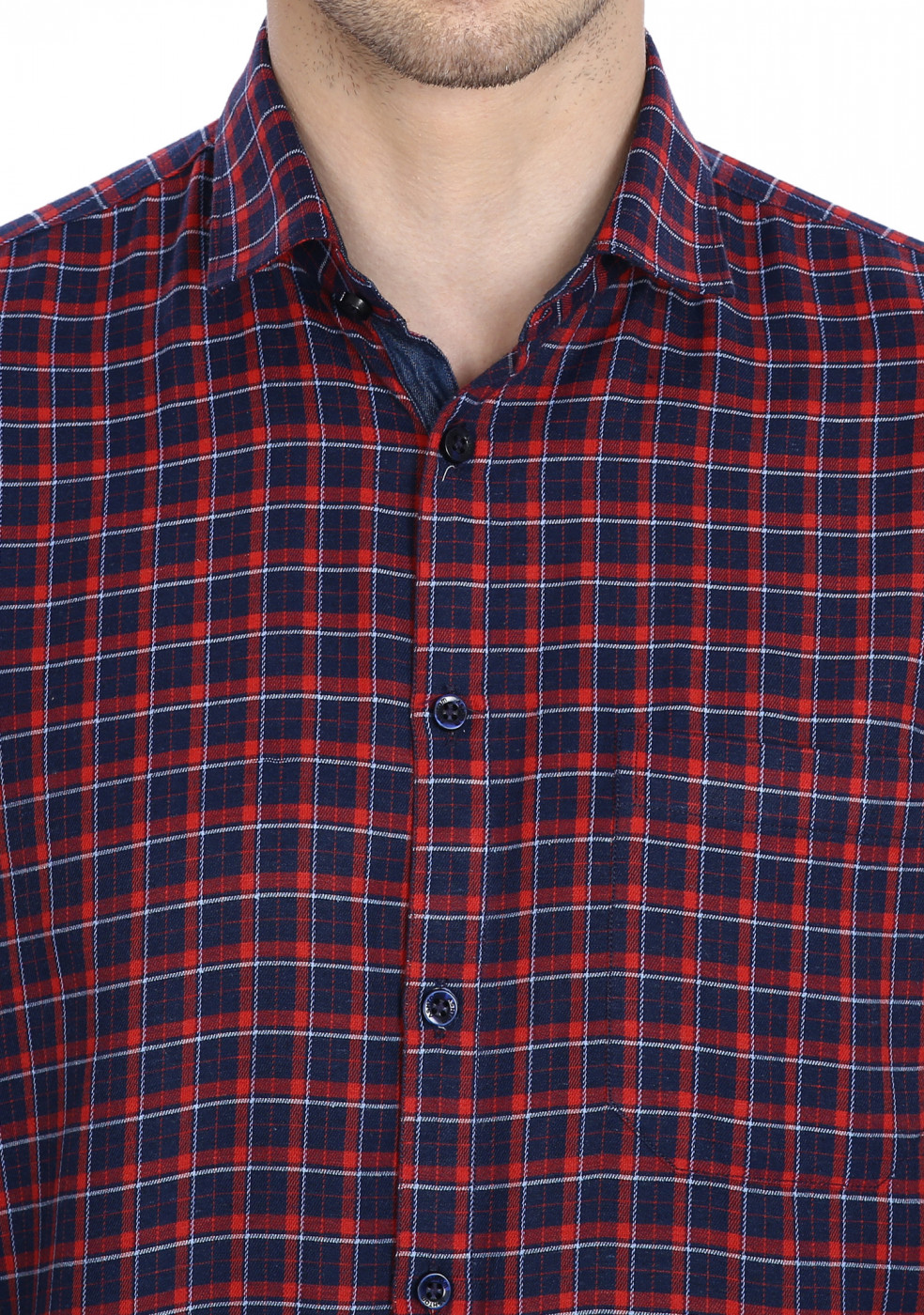 Red Check Cotton Shirt For Men