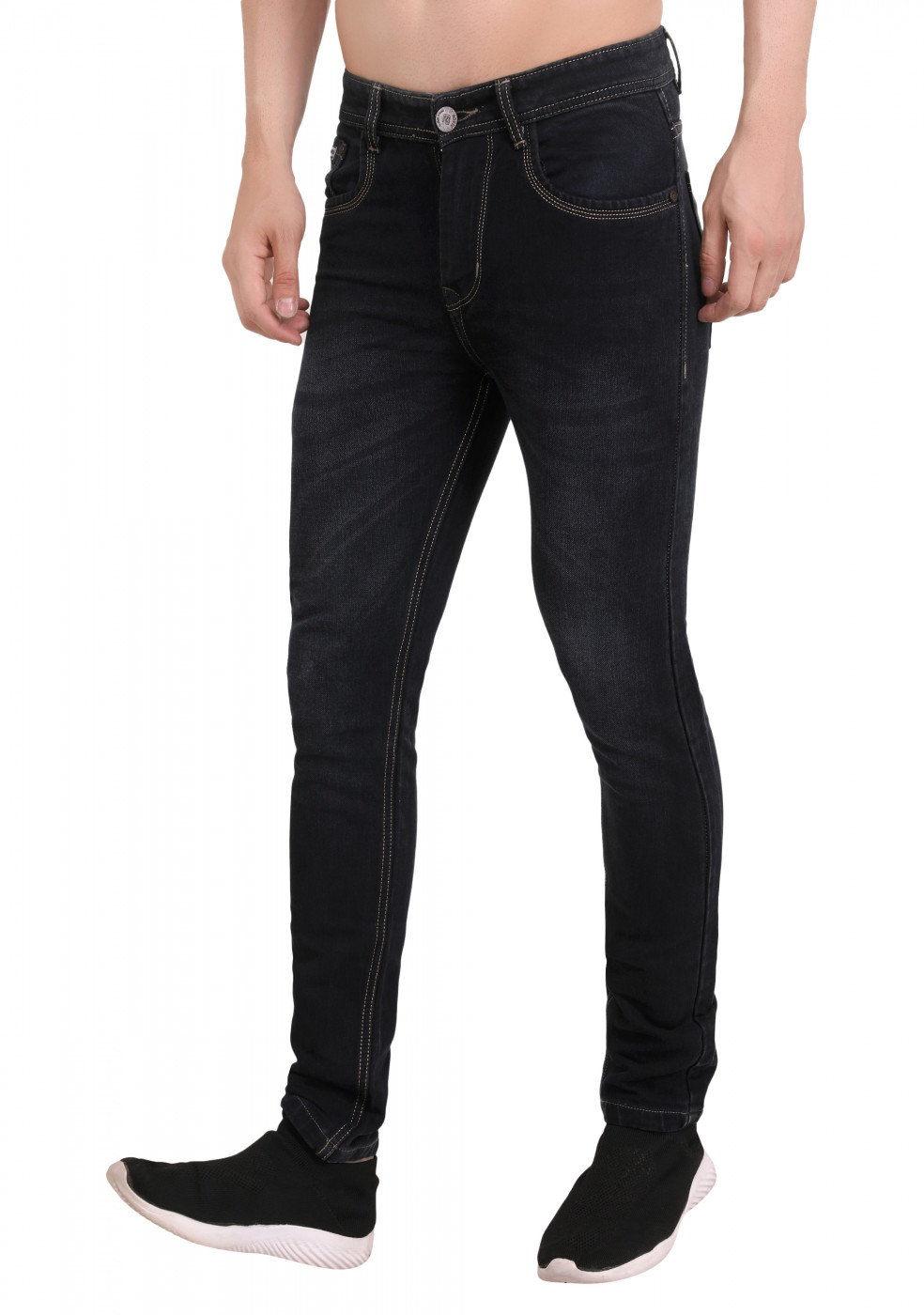Black Shaded Slim Fit Jeans For Men