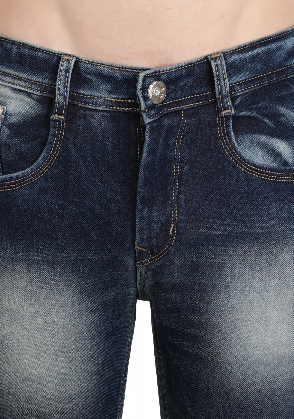 Slim Fit Dark  Blue Denim Jeans For Men