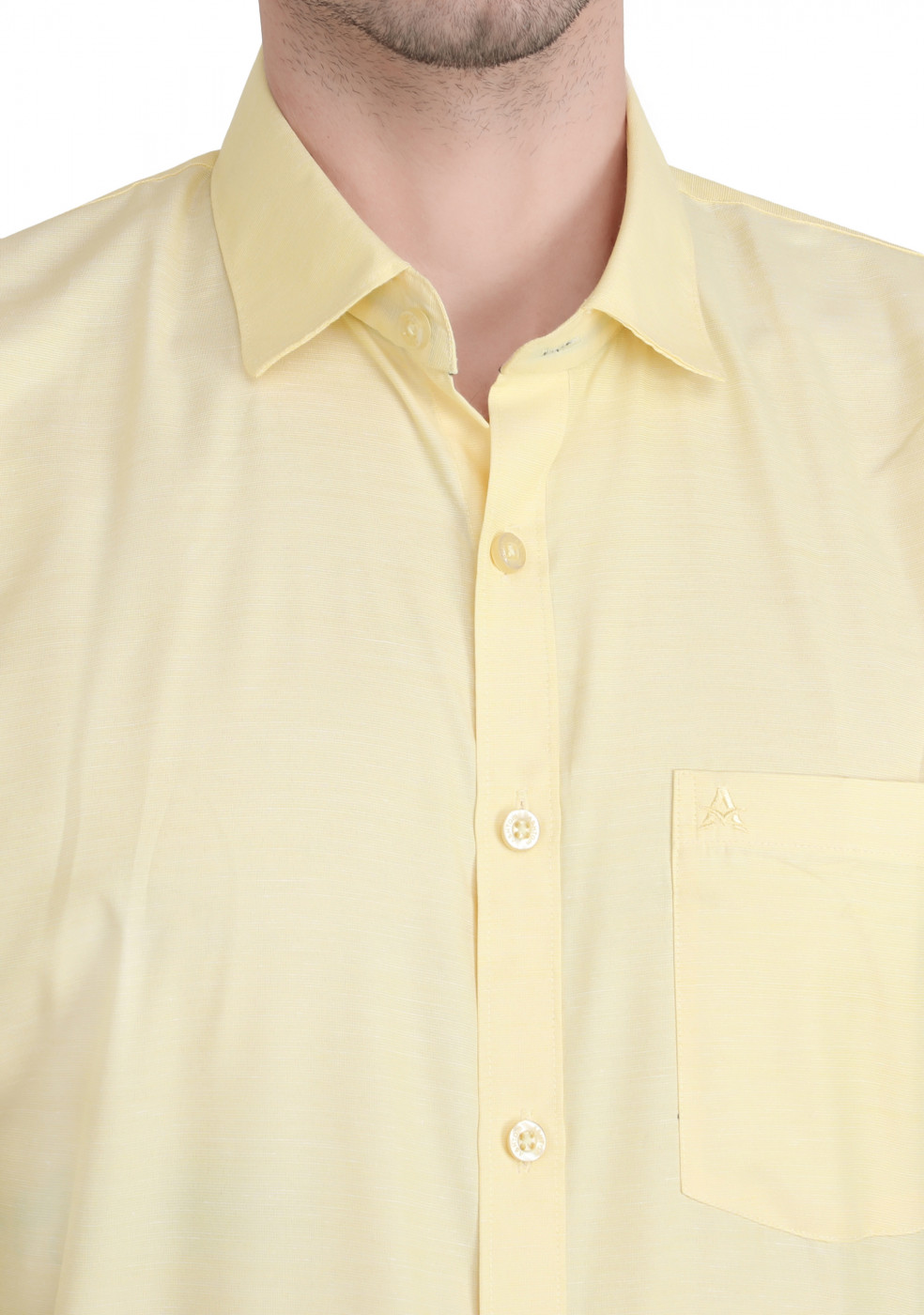 Yellow PC Mix Cotton Shirt For Men