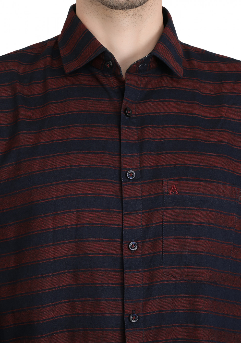 Red Navy Horizontal Stripes Shirt for Men