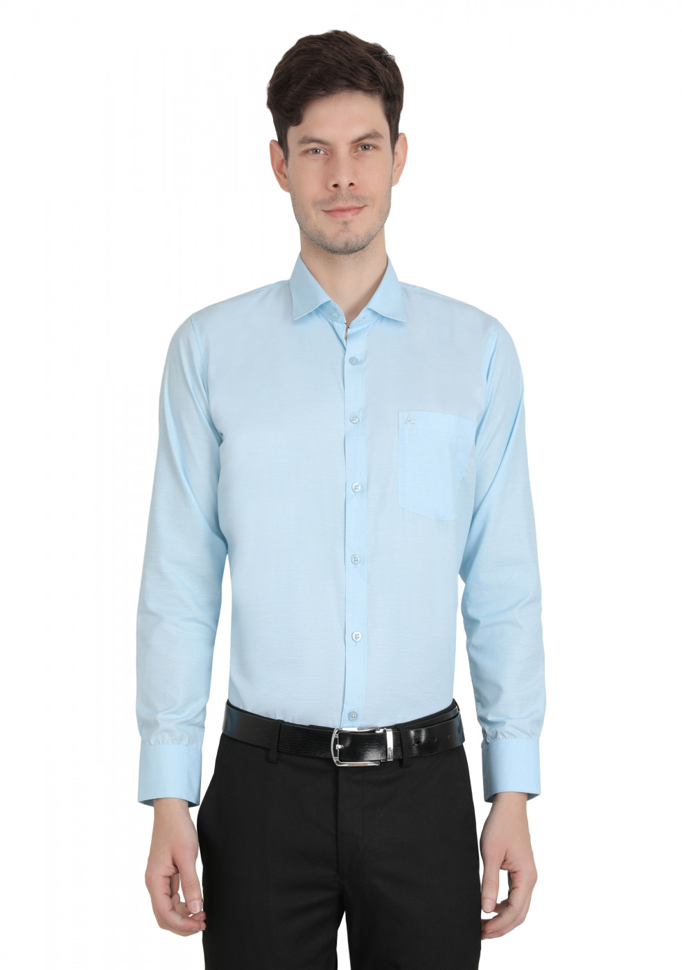 Sky Blue PC Mix Cotton Shirt For Men