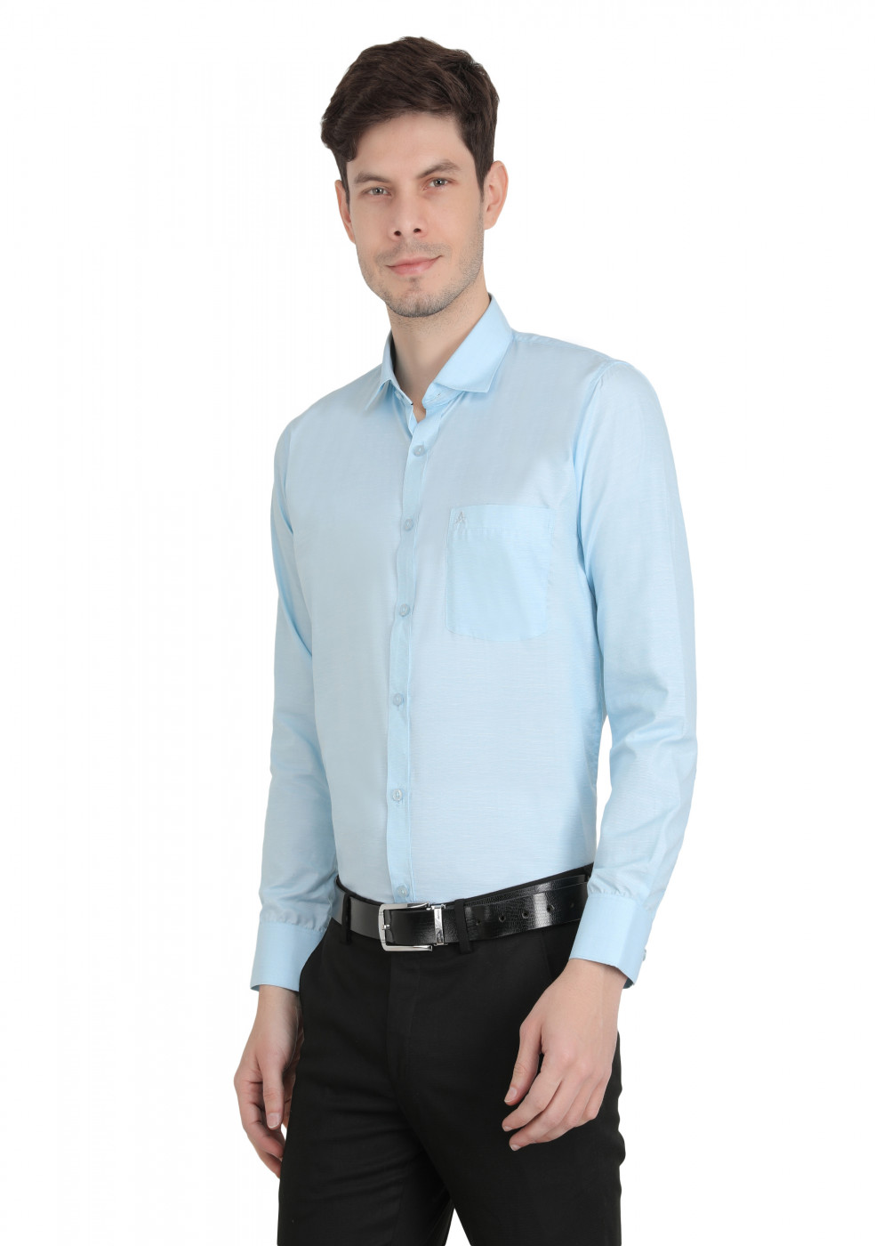 Sky Blue PC Mix Cotton Shirt For Men
