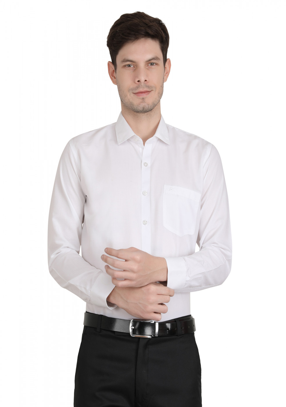 White PC Mix Cotton Shirt For Men