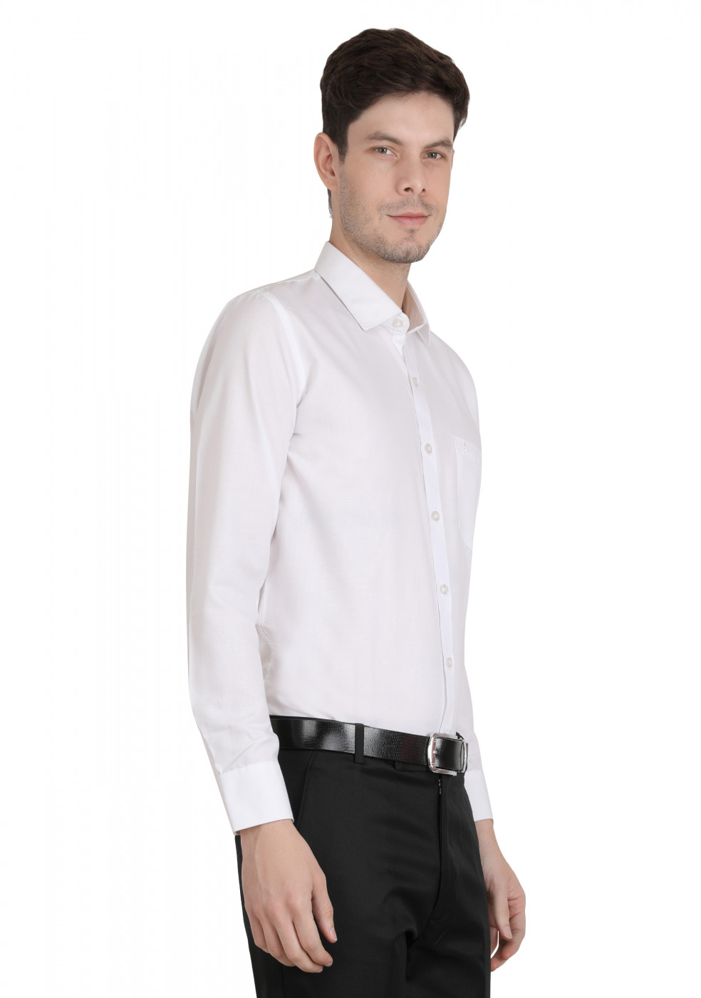 White PC Mix Cotton Shirt For Men