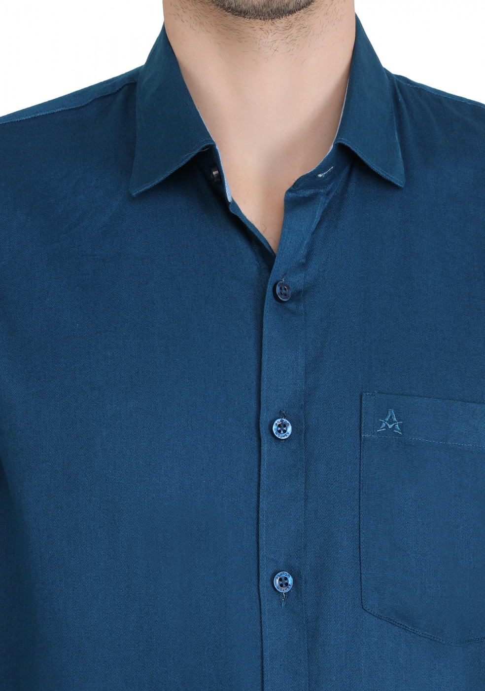 Blue Plain Formal Cotton Shirt For Men
