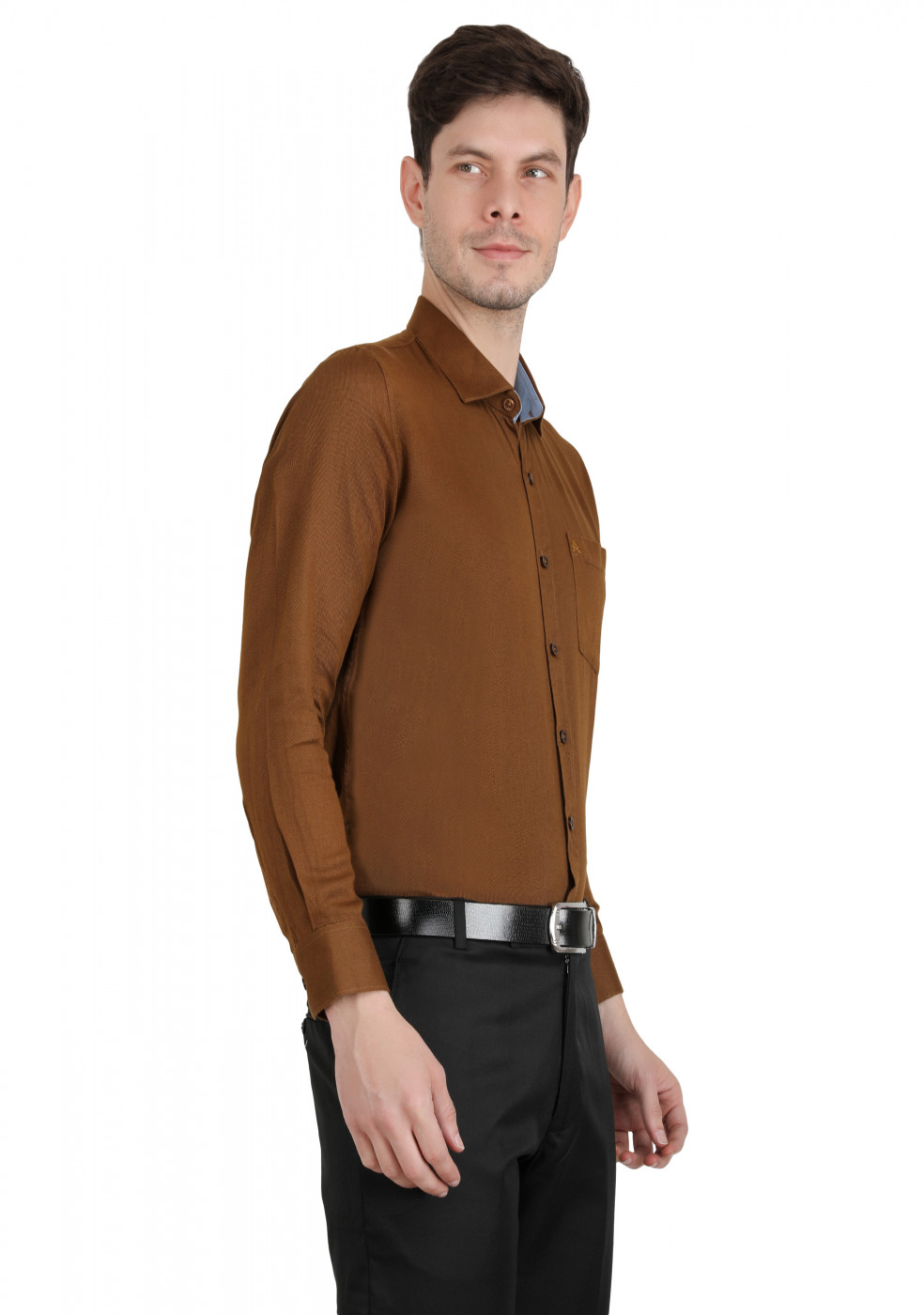 Brown Plain Cotton Shirt For Men