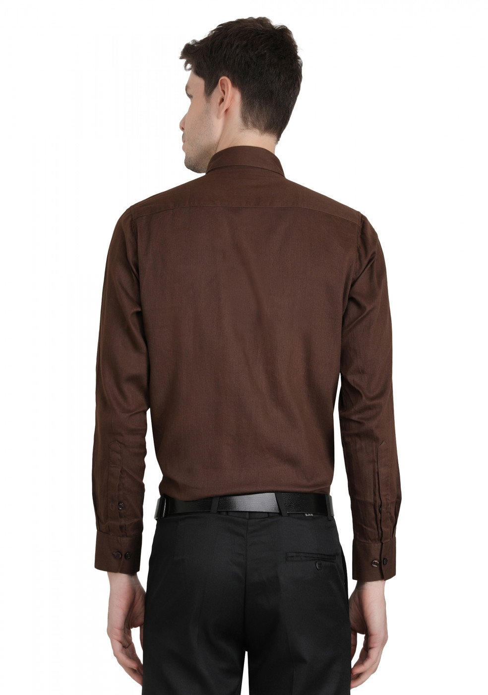 Dark Brown Plain Cotton Shirt For Men