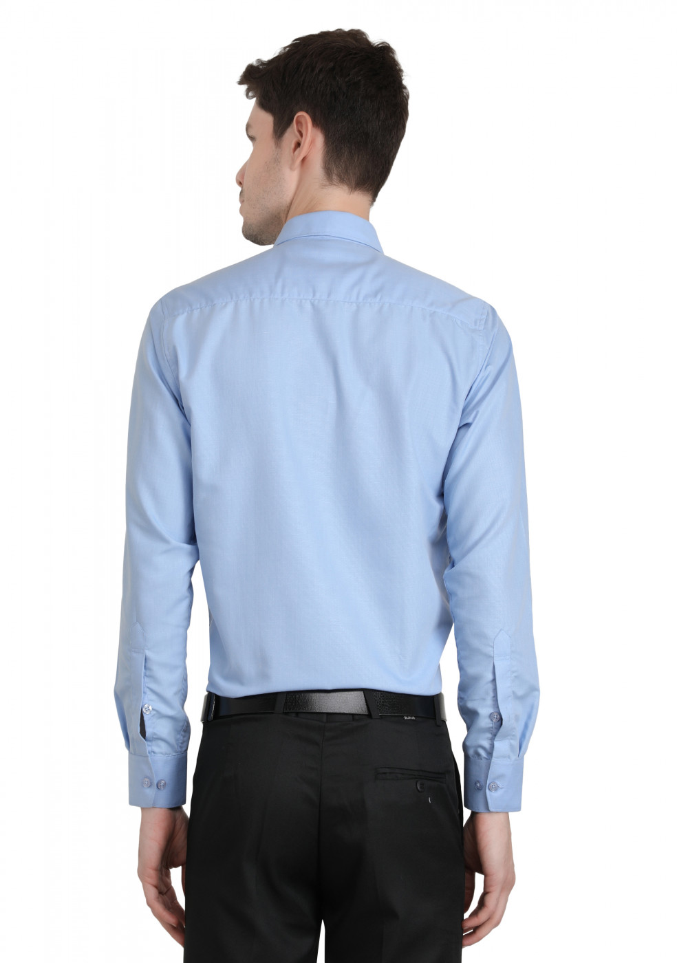 Blue Plain PC Mix Cotton Shirt For Men