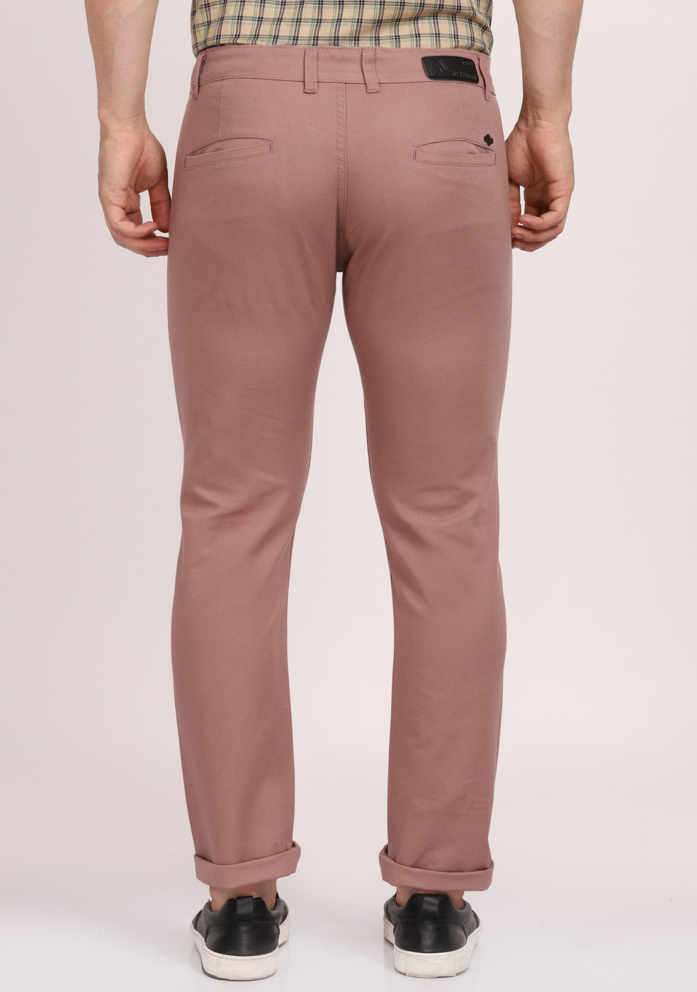 ASHTOM Dusty Pink Formal Cotton Trouser Regular Fit For Men