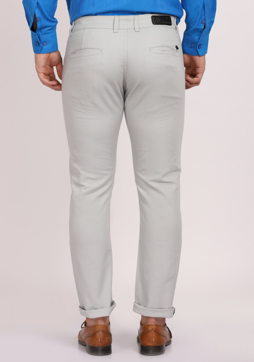 ASHTOM Light Blue Formal Cotton Trouser Regular Fit For Men