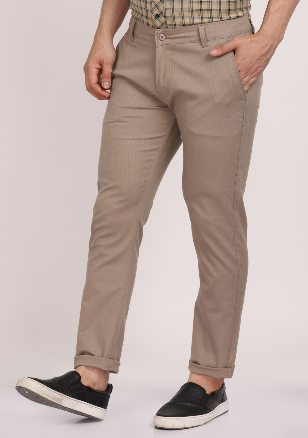 ASHTOM Gray Formal Cotton Trouser Regular Fit For Men