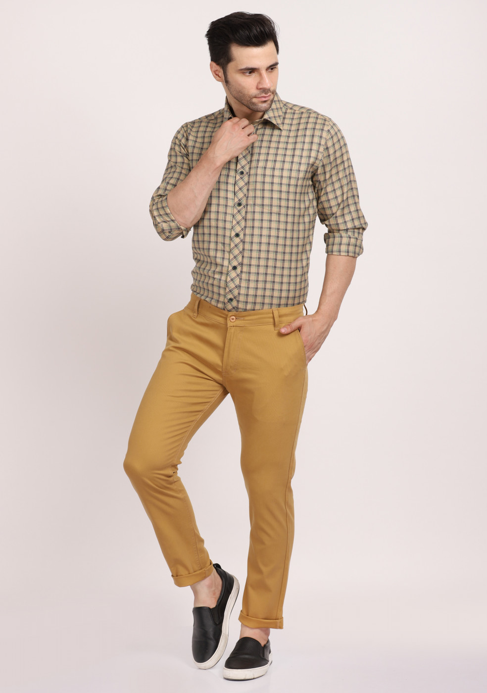 ASHTOM Cotton Khaki Formal Trouser Regular Fit For Men