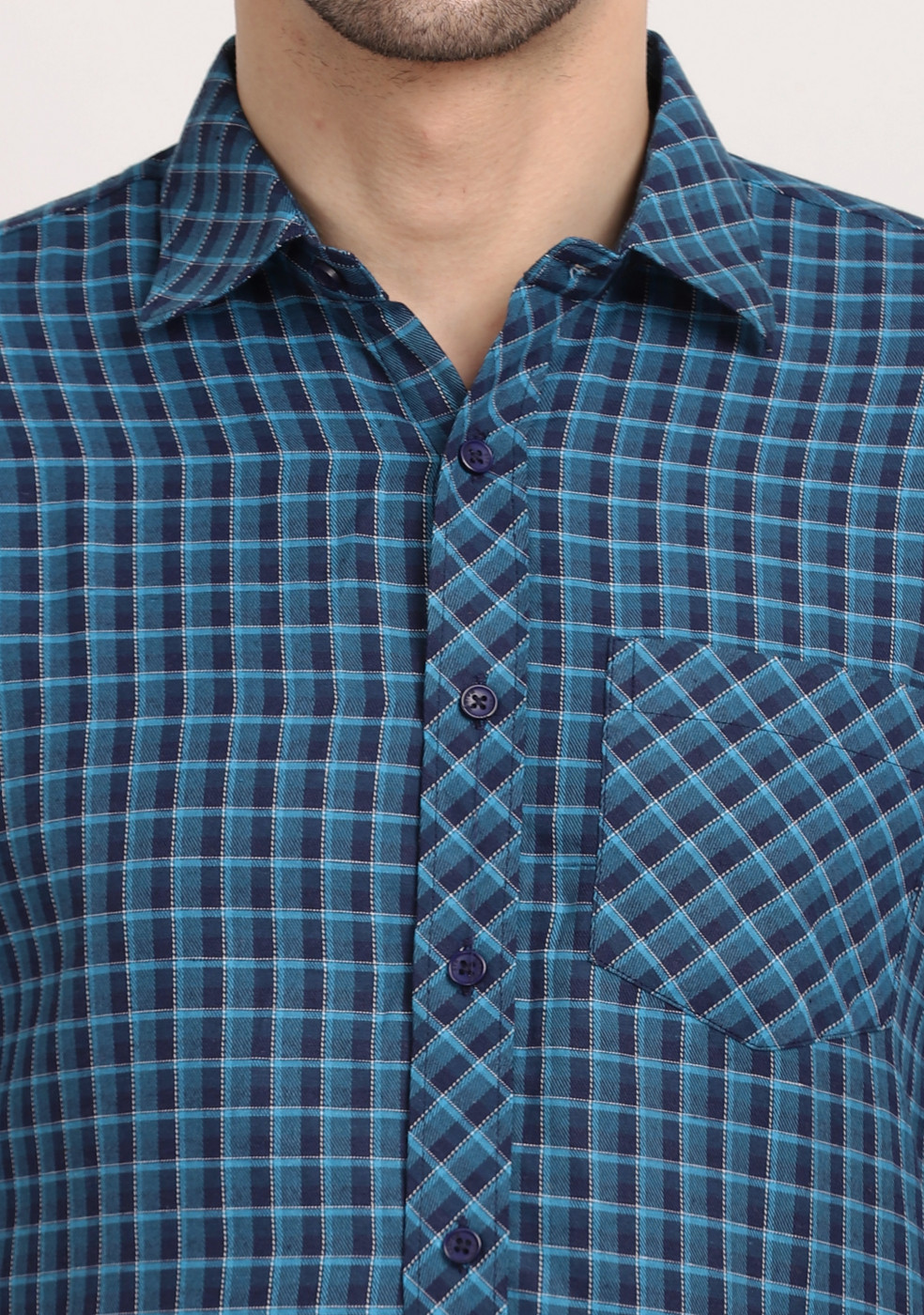 ASHTOM Sky Blue  Regular Fit Cotton Shirt For Men