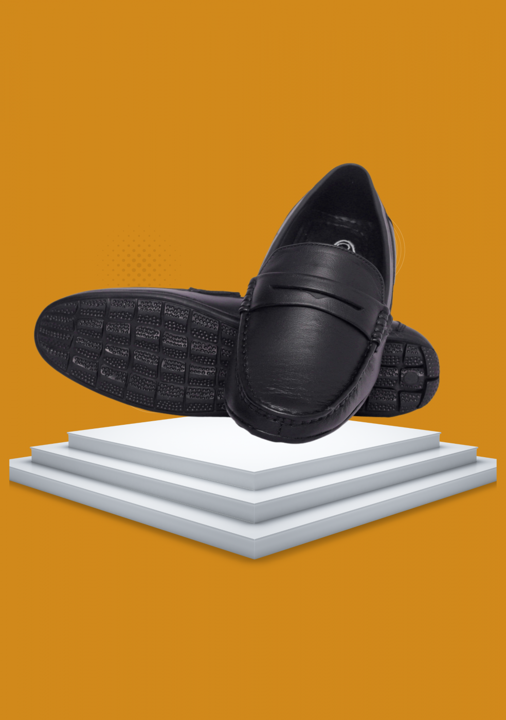 XSTOM Black Lather Loafers For Men