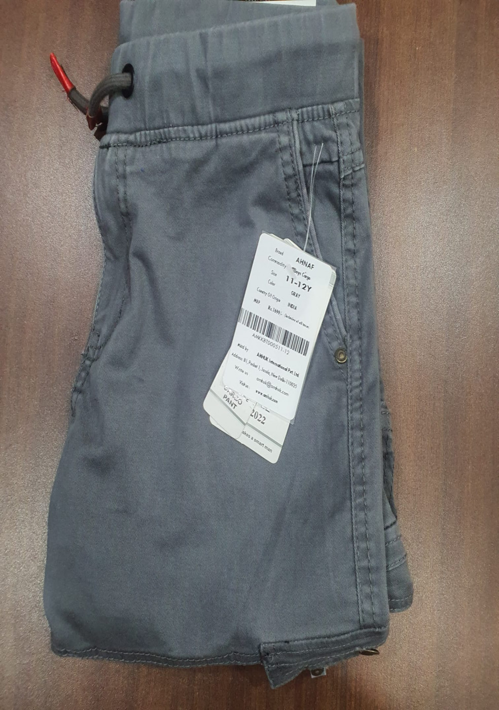 Cargo Trouser Gray Color For Kids