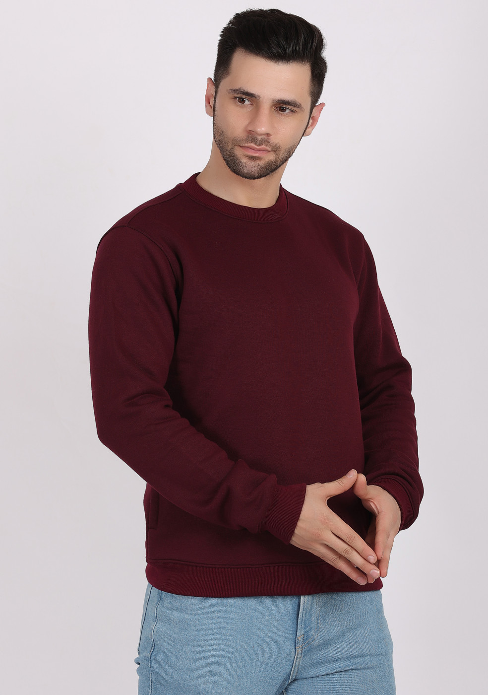HUKH Wine Color Sweatshirt For Men