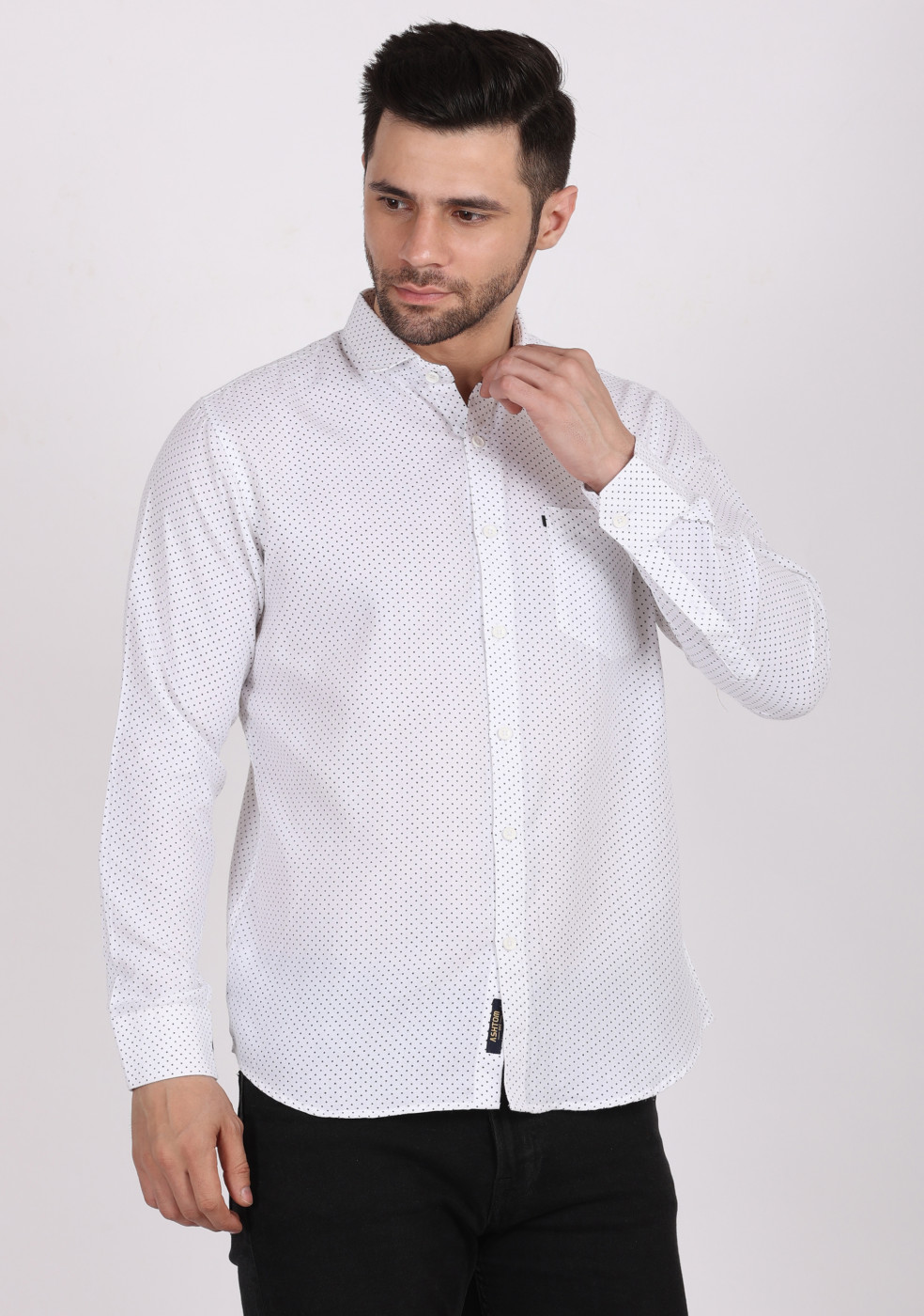 ASHTOM White Print Shirt For Men