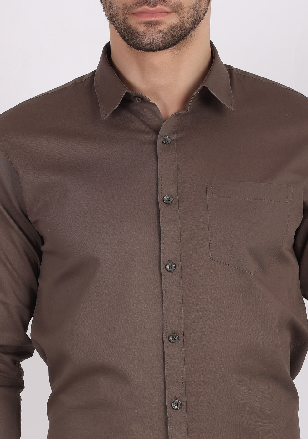 ASHTOM Dark Gray Plain Cotton Shirt For Men