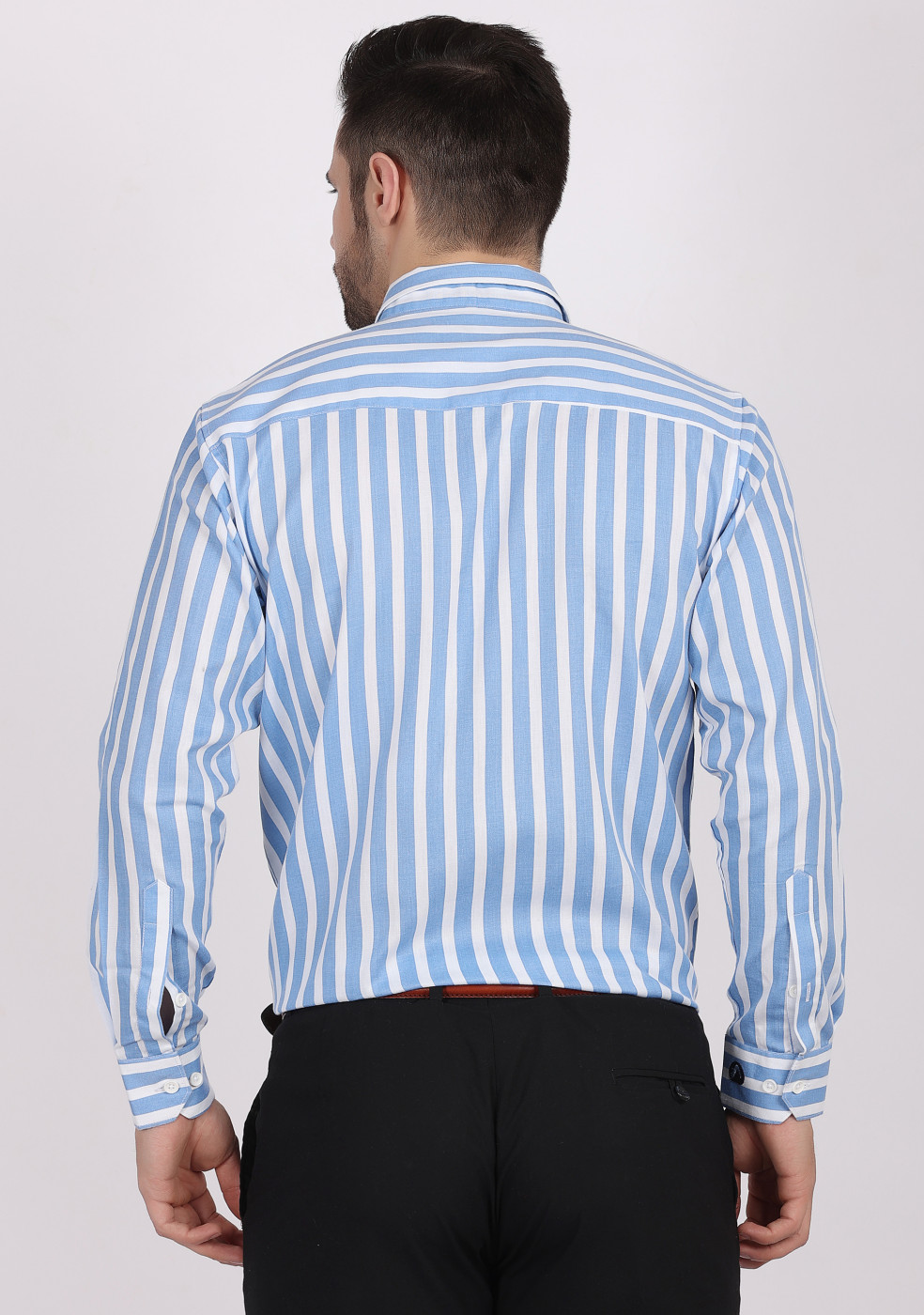 ASHTOM Blue White Lining Shirt For Men