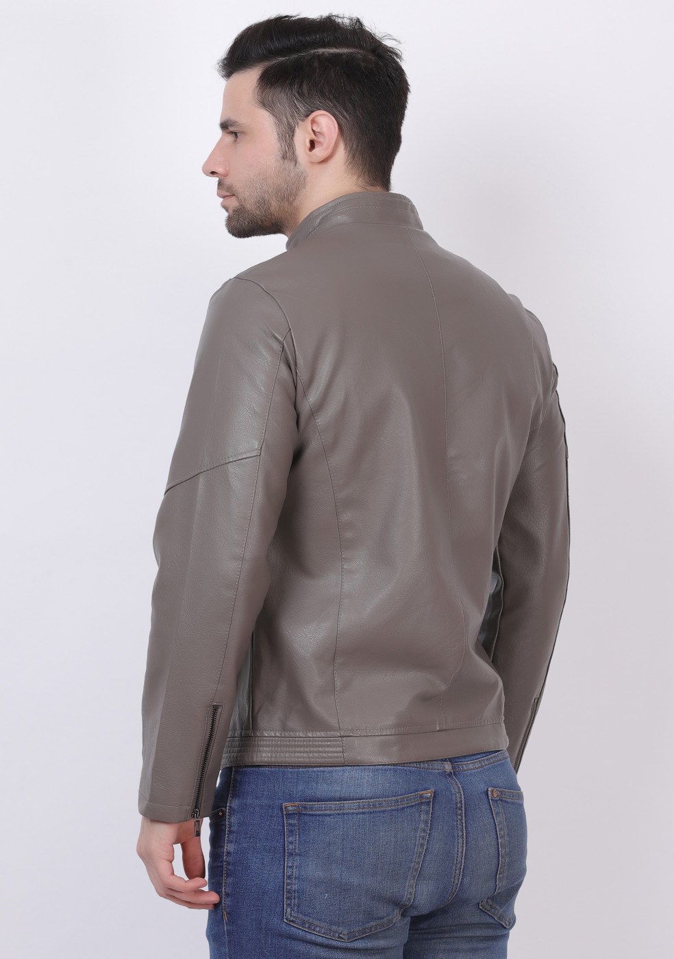Men Gray Leather Jacket