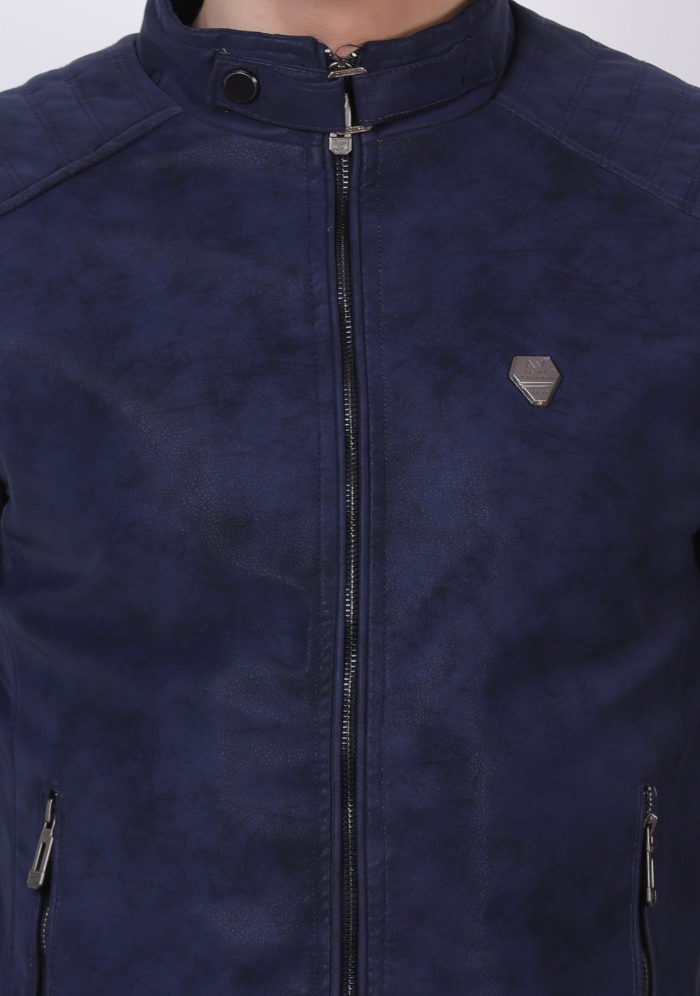 Men Blue Stylish Leather Jacket