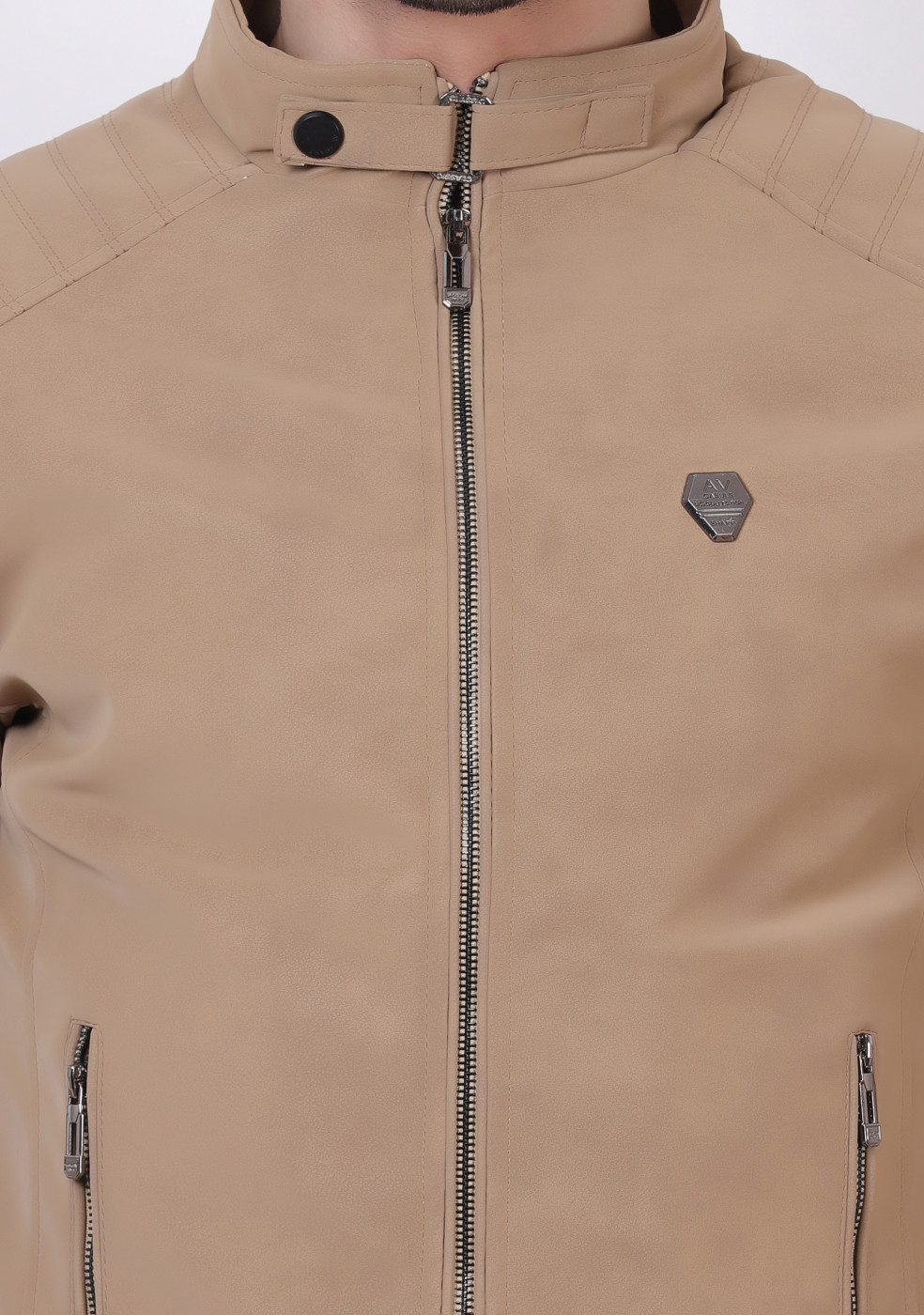 Men Stylish Cream Leather Jacket