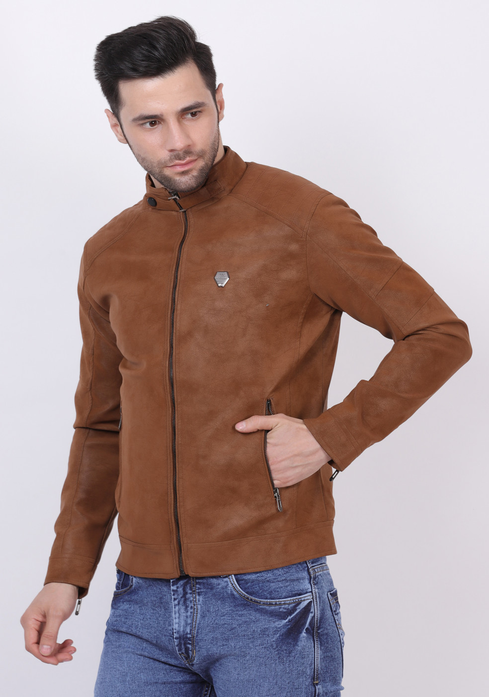 Men Stylish Brown Leather Jacket