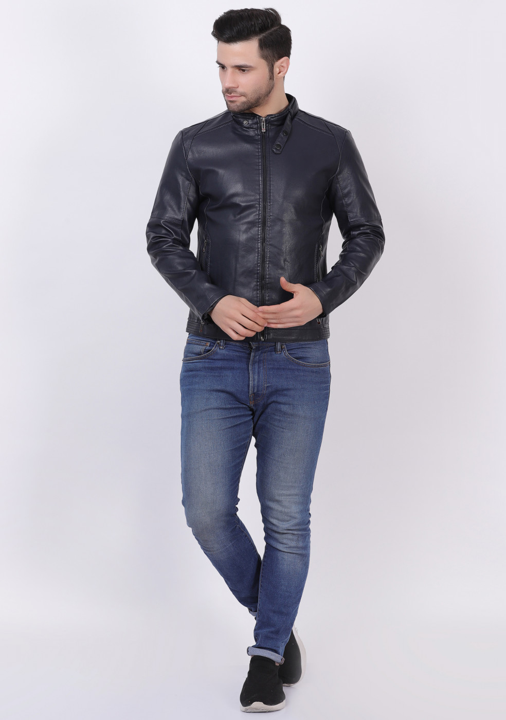 Zaria Blue Leather Jacket – Sculpt Leather Jackets