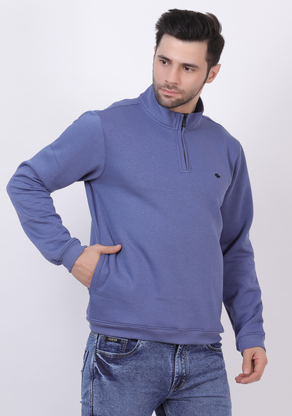 HUKH Half Zip Long Sleeve Airforce Sweatshirt For Men