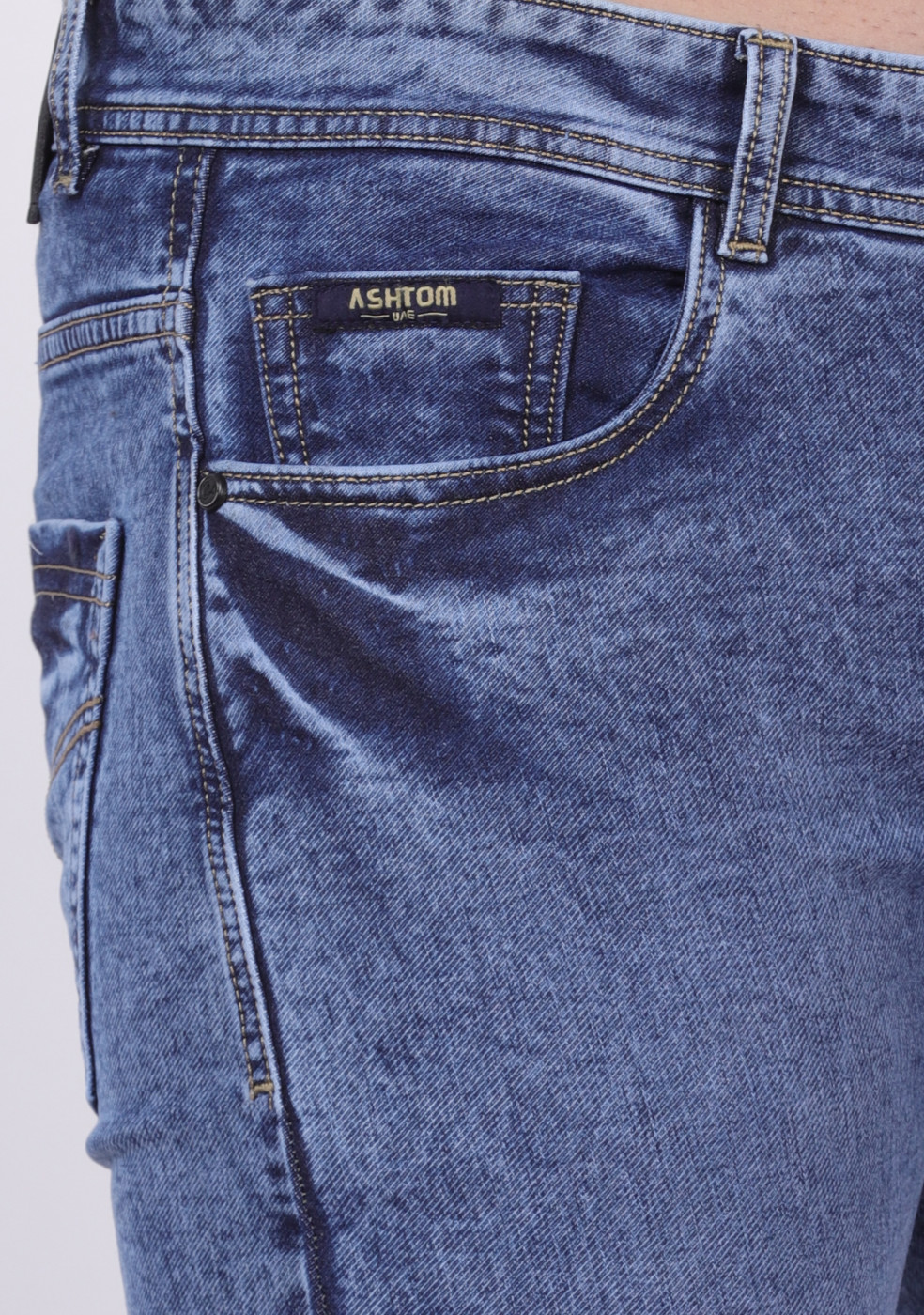 Light Blue Stretchable Cotton Jeans For Men