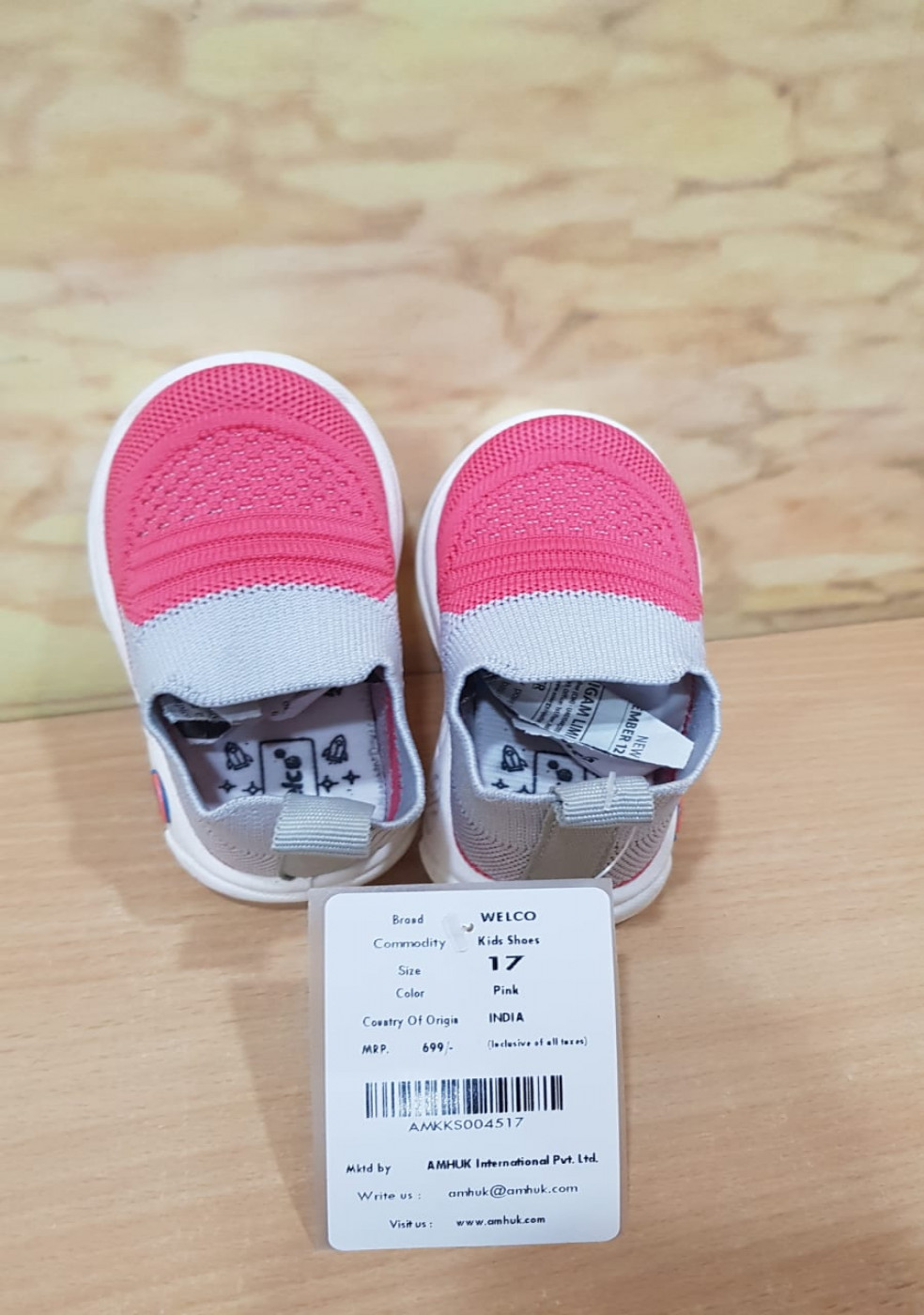 Kids Pink Sports Shoes Without laces